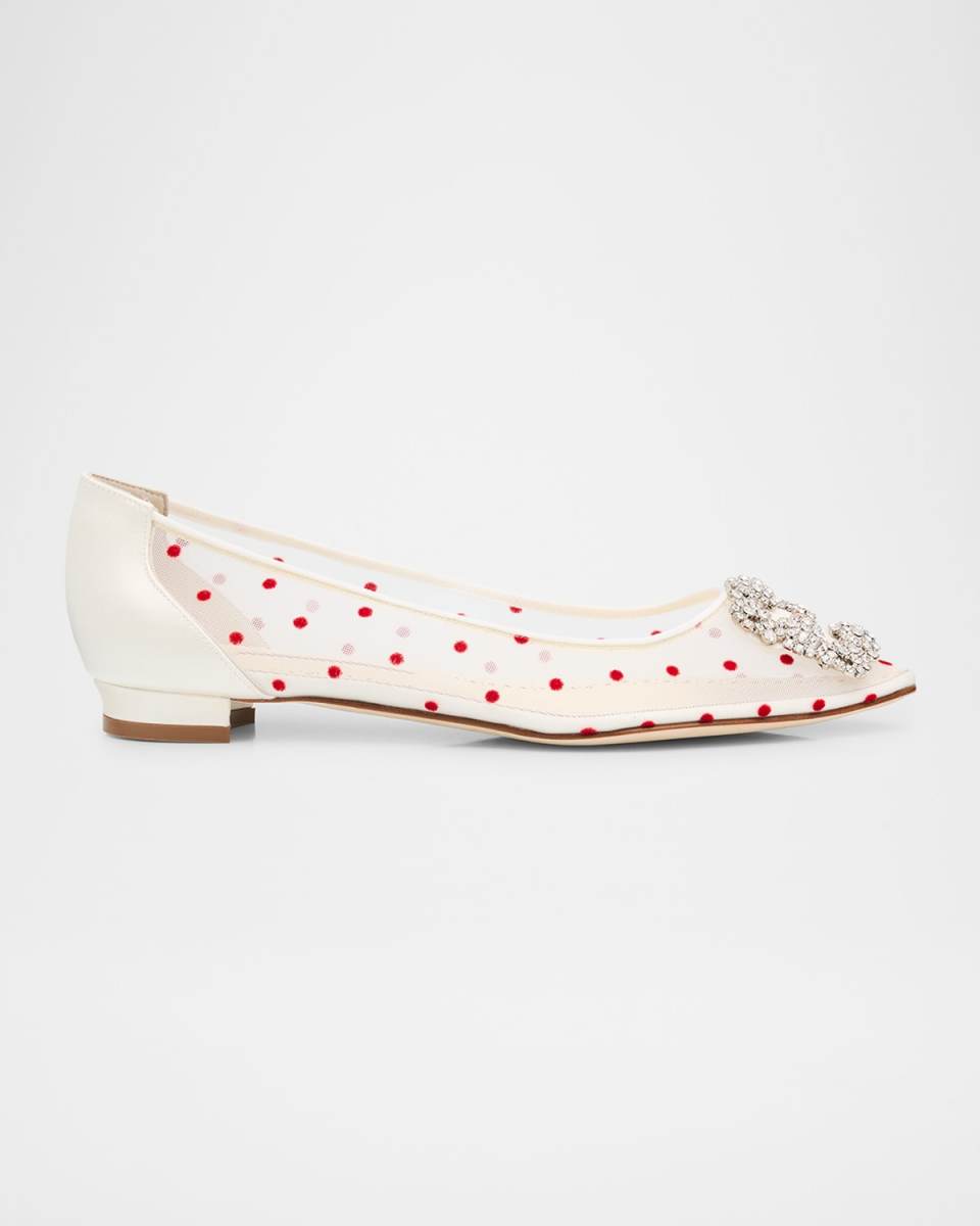 Hangisi Polka-Dot Mesh Ballerina Flats